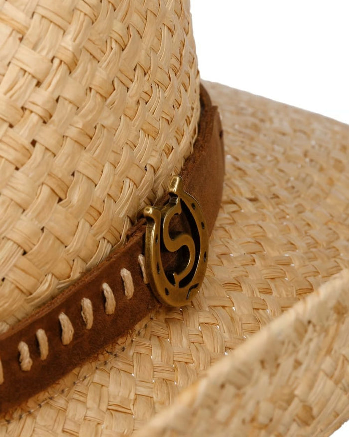 Natural coloured Stetson Fair Oaks Western Straw Hat on white background #colour_natural