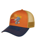 Terracotta coloured Stetson Happy Piston Trucker Cap on white background #colour_terracotta