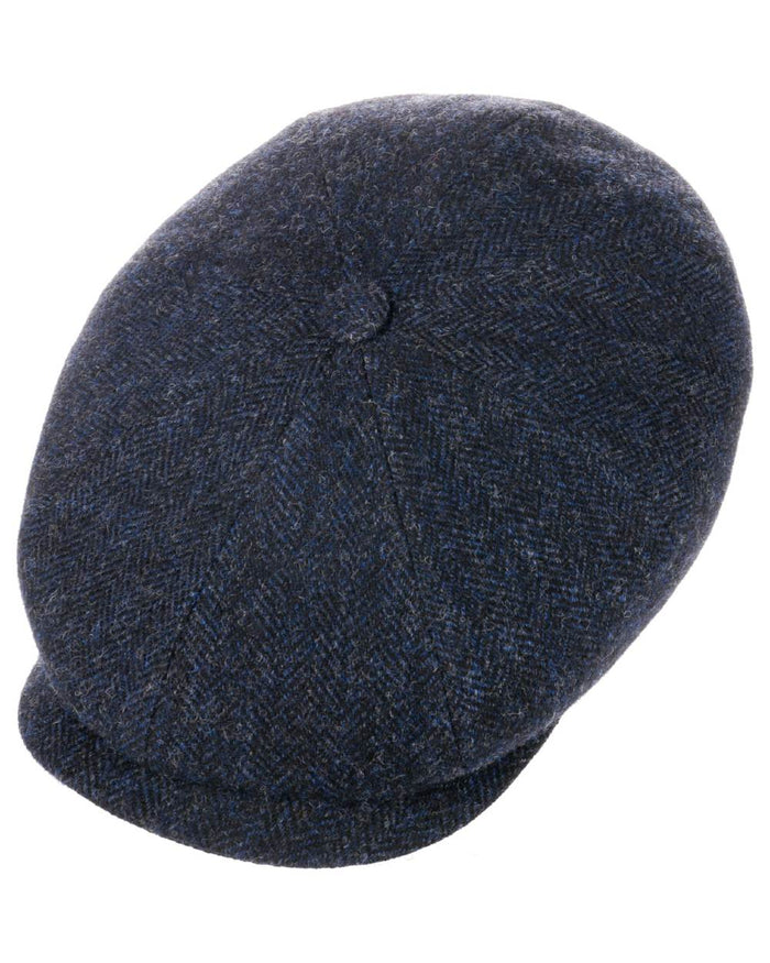 Dark Navy Coloured Stetson Hatteras Classic Wool Flat Cap On A White Background #colour_dark-navy