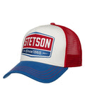 Blue White coloured Stetson Highway Trucker Cap on white background #colour_blue-white