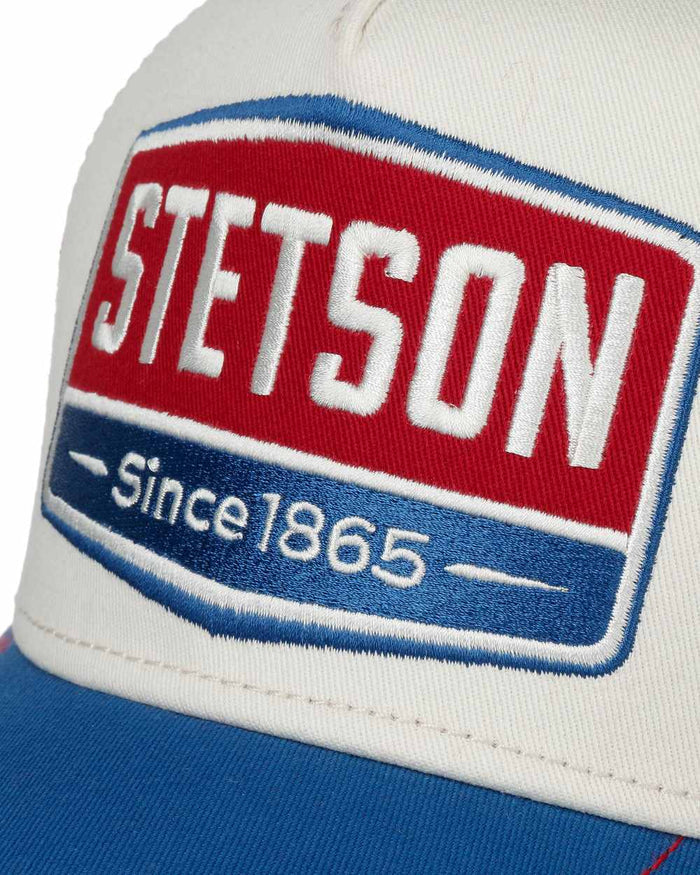 Blue White coloured Stetson Highway Trucker Cap on white background #colour_blue-white