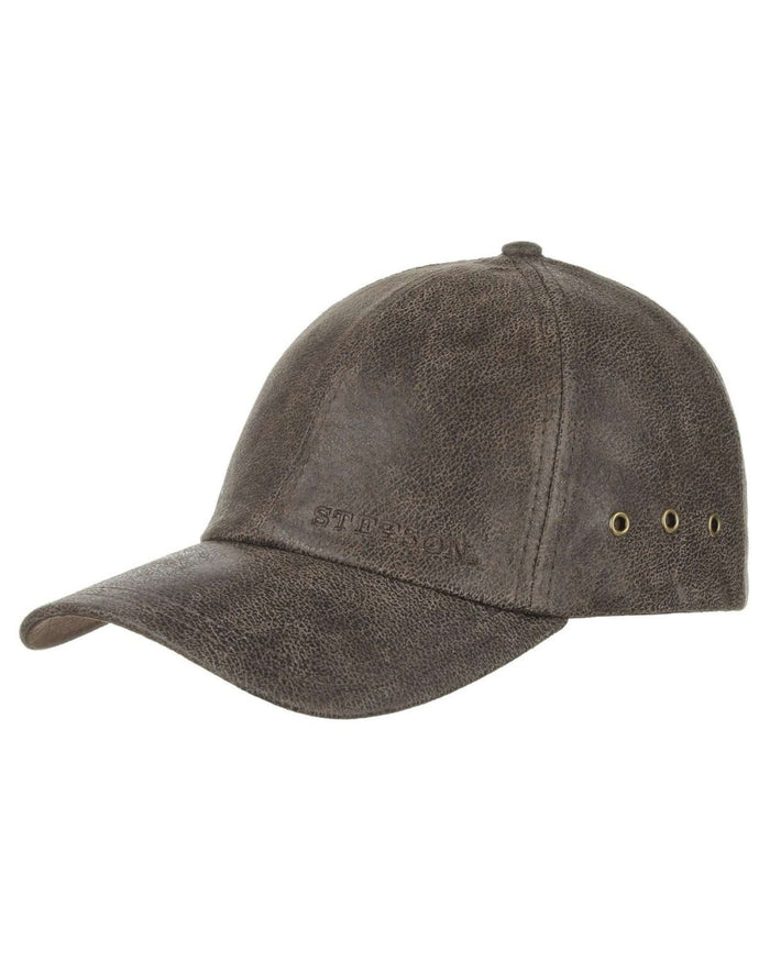 Brown coloured Stetson Liberty Pigskin Baseball Cap on white background #colour_brown