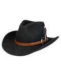 Black coloured Stetson Limington Western Wool Hat on white background #colour_black