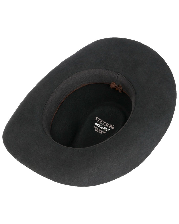 Black coloured Stetson Limington Western Wool Hat on white background #colour_black