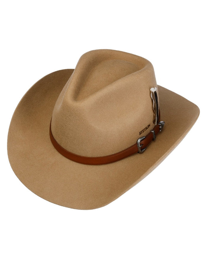 Light Almond coloured Stetson Limington Western Wool Hat on white background #colour_light-almond