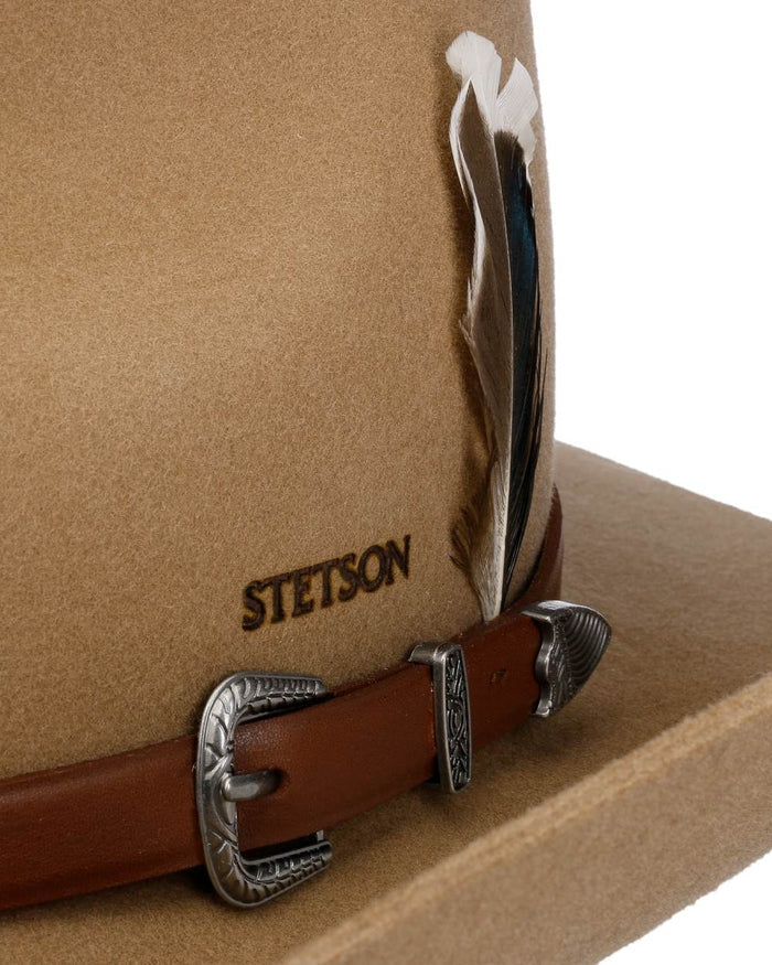Light Almond coloured Stetson Limington Western Wool Hat on white background #colour_light-almond