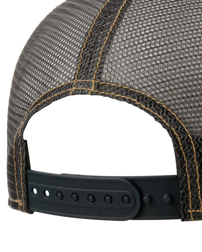 Navy Ochre coloured Stetson Muscle Car 75 Trucker Cap on white background #colour_navy-ochre