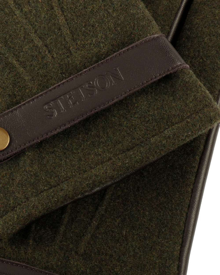 Olive Brown coloured Stetson Nappa Wool Full-Fingered Gloves on white background #colour_olive-brown