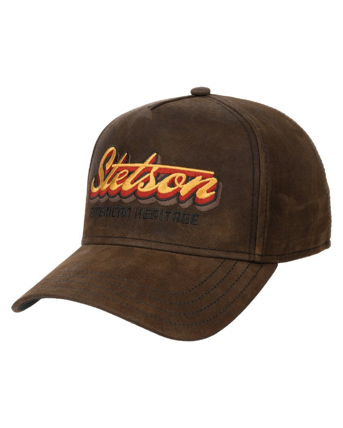 Mud coloured Stetson Oily Goat Suede Cap on white background #colour_mud