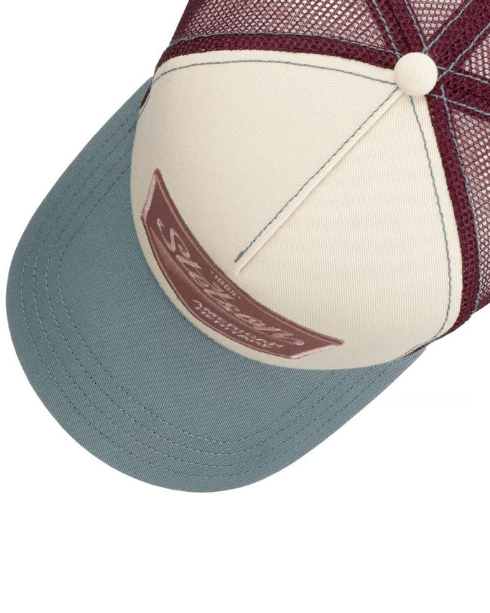 Blue Ecru coloured Stetson Pastel Trucker Cap on white background #colour_blue-ecru