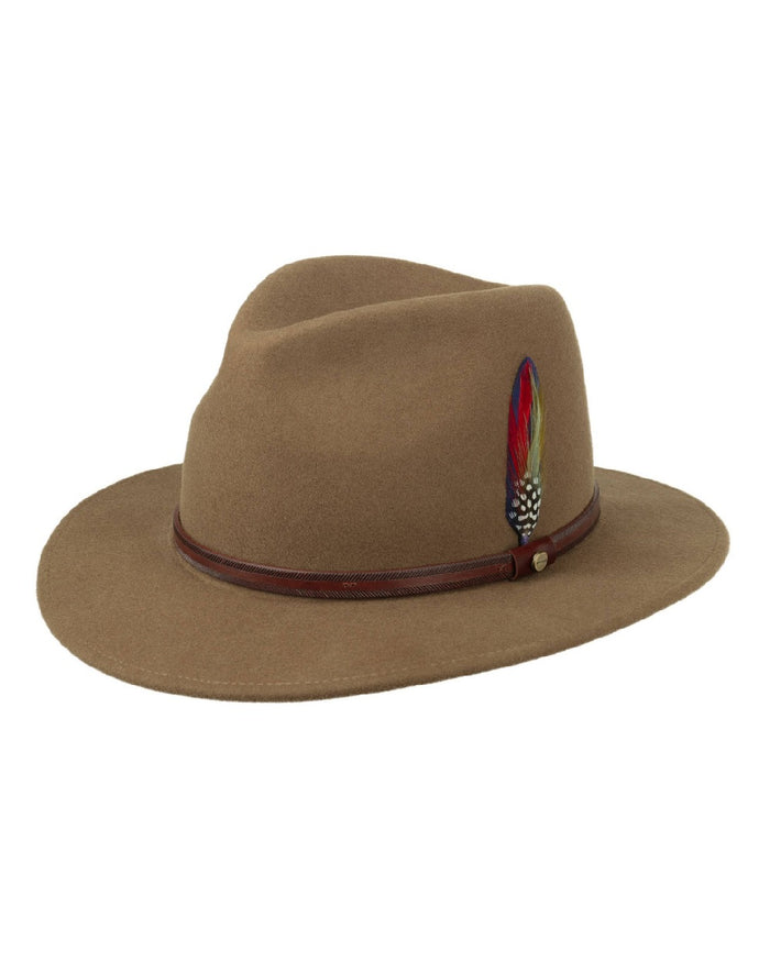 Dark Beige Coloured Stetson Rantoul Traveller Hat On A White Background #colour_dark-beige