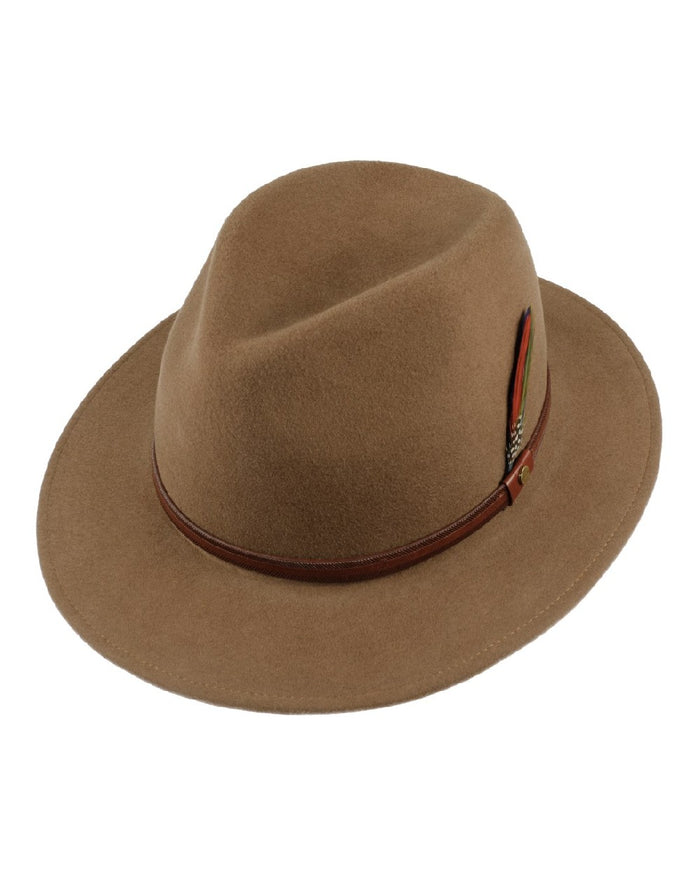 Dark Beige Coloured Stetson Rantoul Traveller Hat On A White Background #colour_dark-beige
