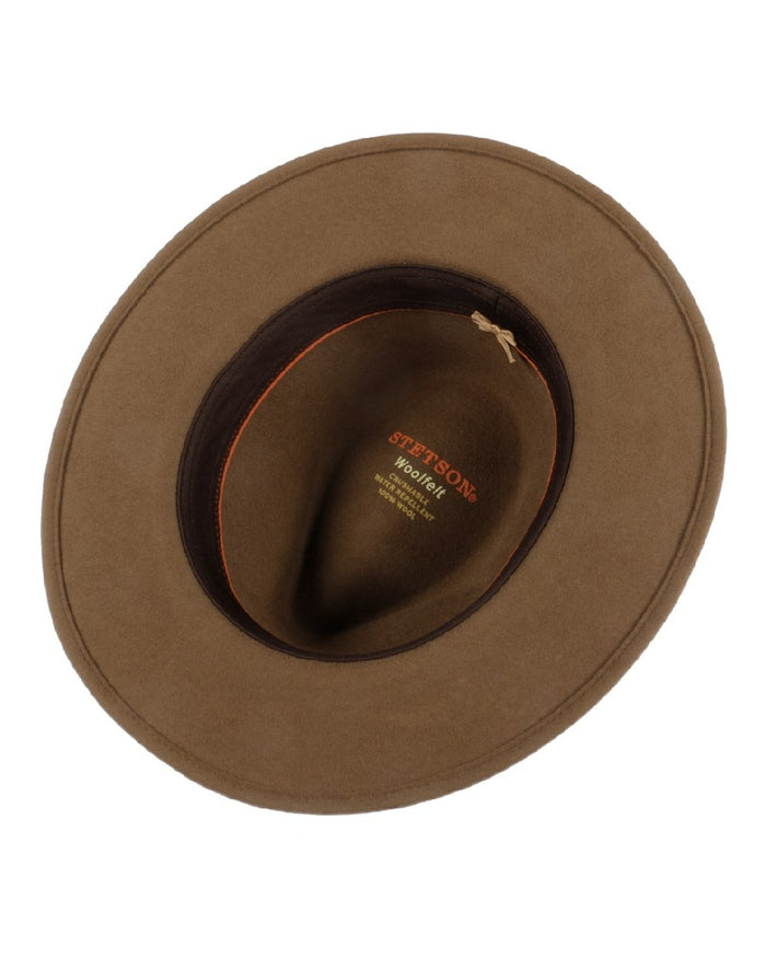 Dark Beige Coloured Stetson Rantoul Traveller Hat On A White Background #colour_dark-beige