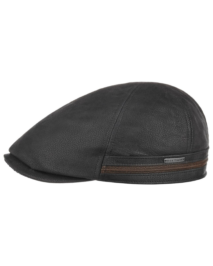 Black Brown coloured Stetson Redding Earflap Cap on white background #colour_black-brown