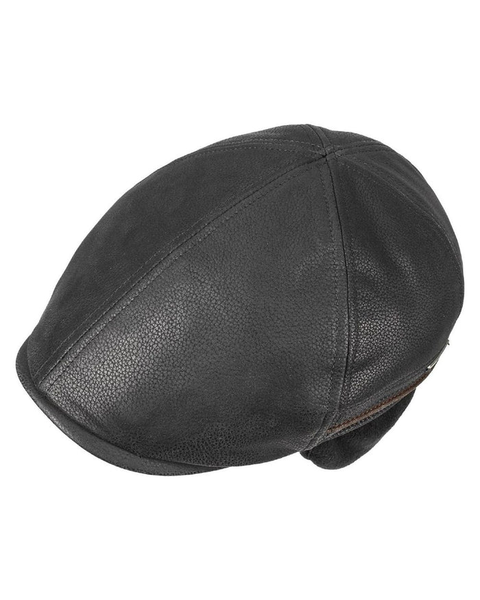 Black Brown coloured Stetson Redding Earflap Cap on white background #colour_black-brown