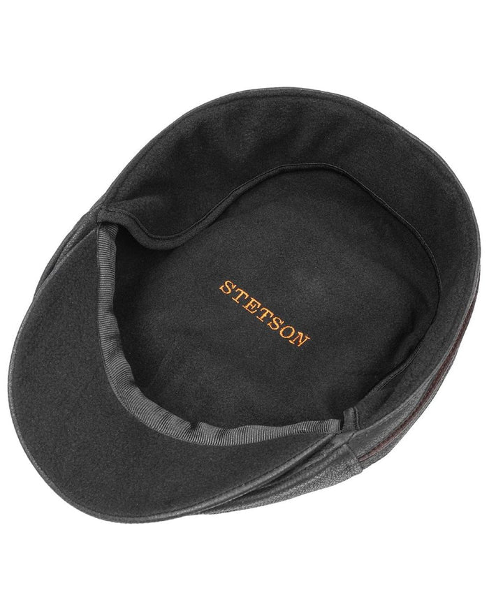 Black Brown coloured Stetson Redding Earflap Cap on white background #colour_black-brown