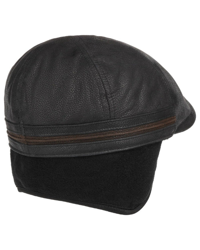 Black Brown coloured Stetson Redding Earflap Cap on white background #colour_black-brown