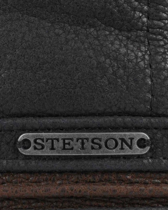 Black Brown coloured Stetson Redding Earflap Cap on white background #colour_black-brown