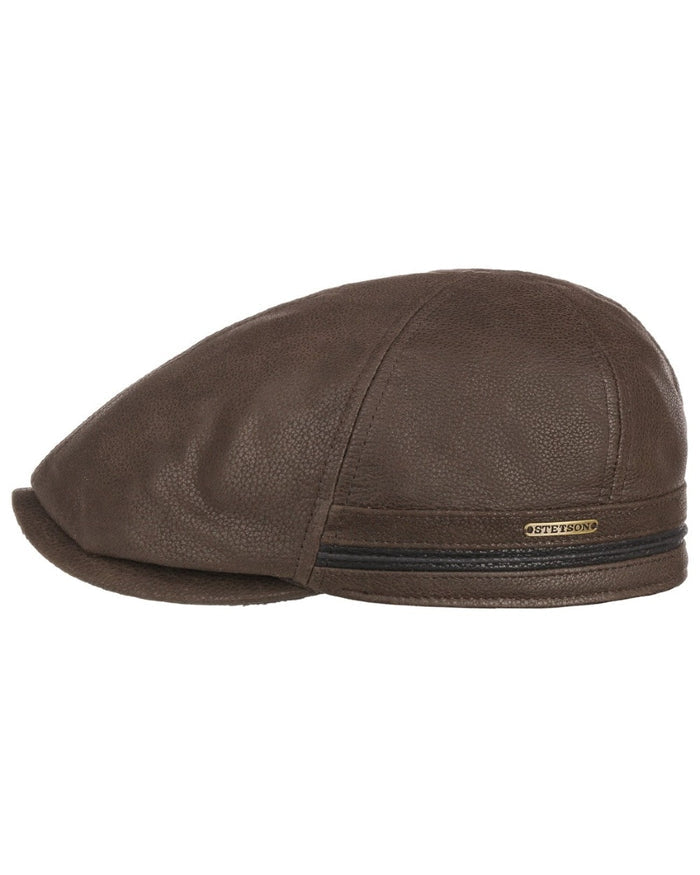 Brown Black coloured Stetson Redding Earflap Cap on white background #colour_brown-black