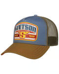 Brown Blue coloured Stetson S Wing Trucker Cap on white background #colour_brown-blue