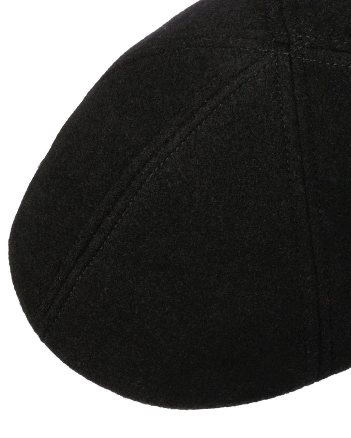 Black coloured Stetson Texas Wool Gatsby Cap on white background #colour_black