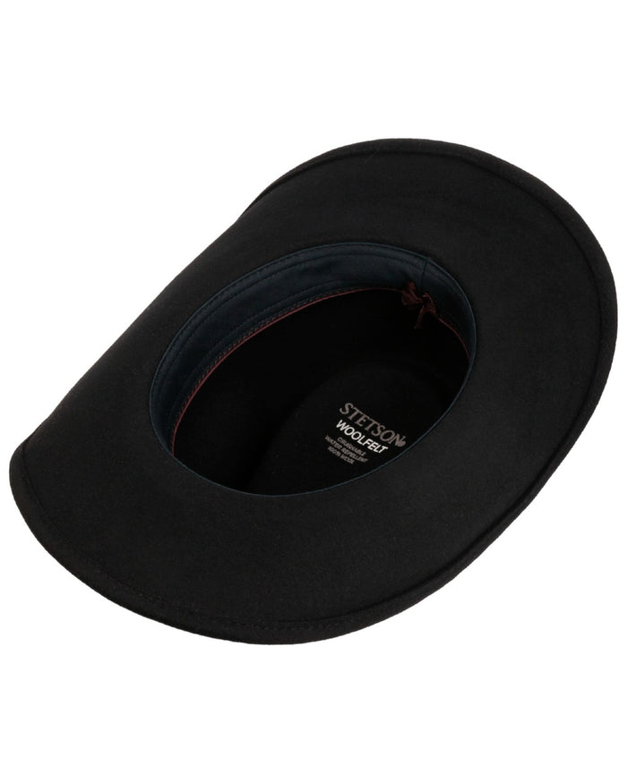 Black coloured Stetson Woolfelt Western Hat on white background #colour_black