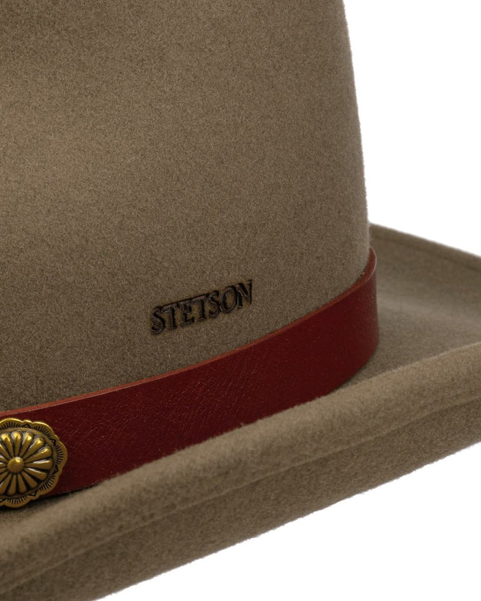 Deep Taupe coloured Stetson Woolfelt Western Hat on white background #colour_deep-taupe
