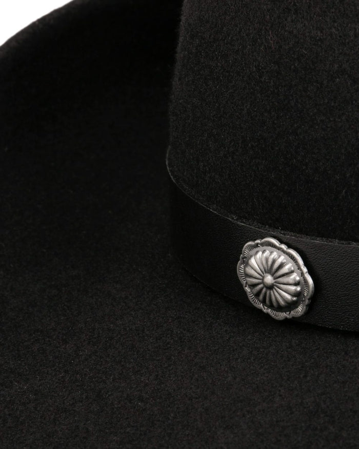 Black coloured Stetson Woolfelt Western Hat on white background #colour_black