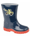 Navy Blue Red coloured Stormwells Childrens Puddle Wellington Boots on white background #colour_navy-blue-red