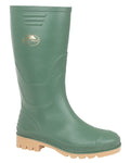 Green coloured Stormwells Junior Wellington Boots on white background #colour_green