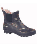 Navy Floral Print coloured Stormwells Womens Floral Printed Wellington Boots on white background #colour_navy-floral-print