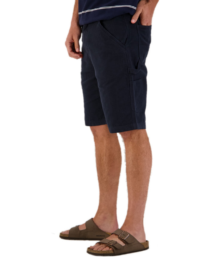 Navy Coloured Swanndri Glenbrook Shorts on white background #colour_navy