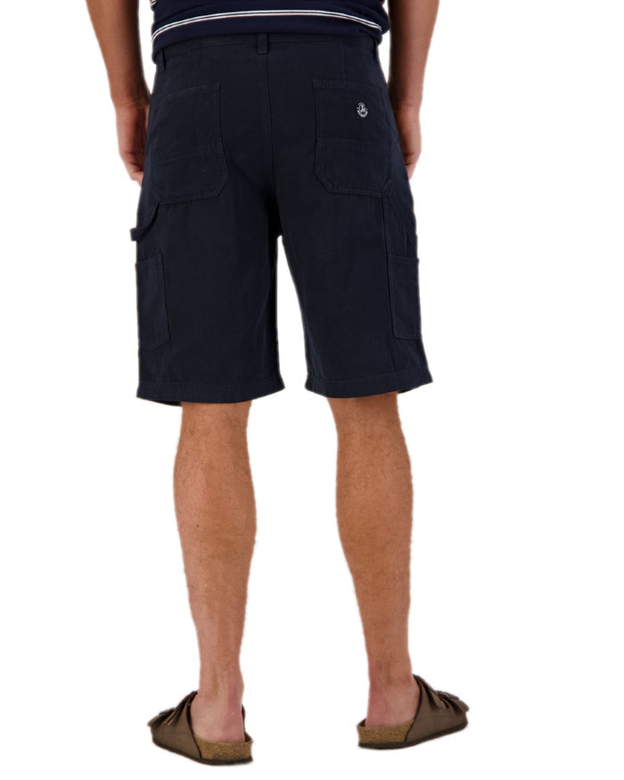 Navy Coloured Swanndri Glenbrook Shorts on white background #colour_navy