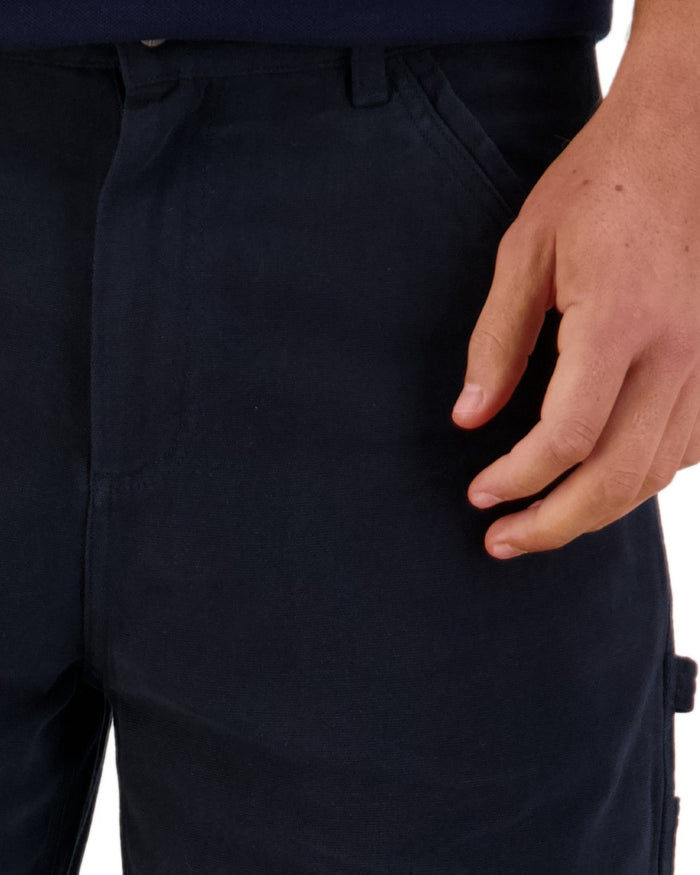 Navy Coloured Swanndri Glenbrook Shorts on white background #colour_navy