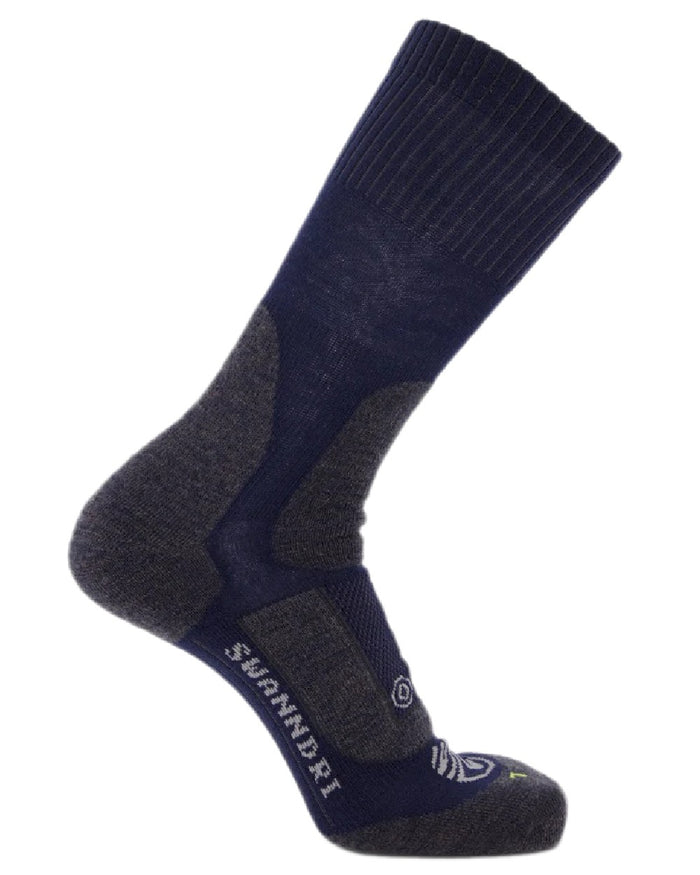 Navy Coloured Swanndri Herculan Technical Mid Socks on white background #colour_navy