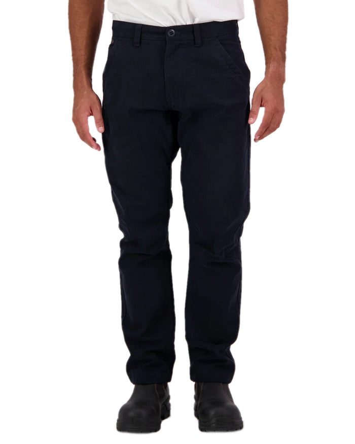 Navy Coloured Swanndri Mens Bedrock Canvas Work Pant on white  background #colour_navy
