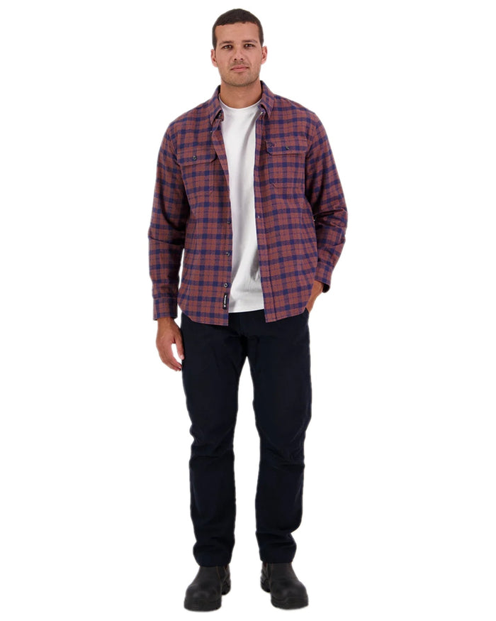 Navy Coloured Swanndri Mens Bedrock Canvas Work Pant on white  background #colour_navy
