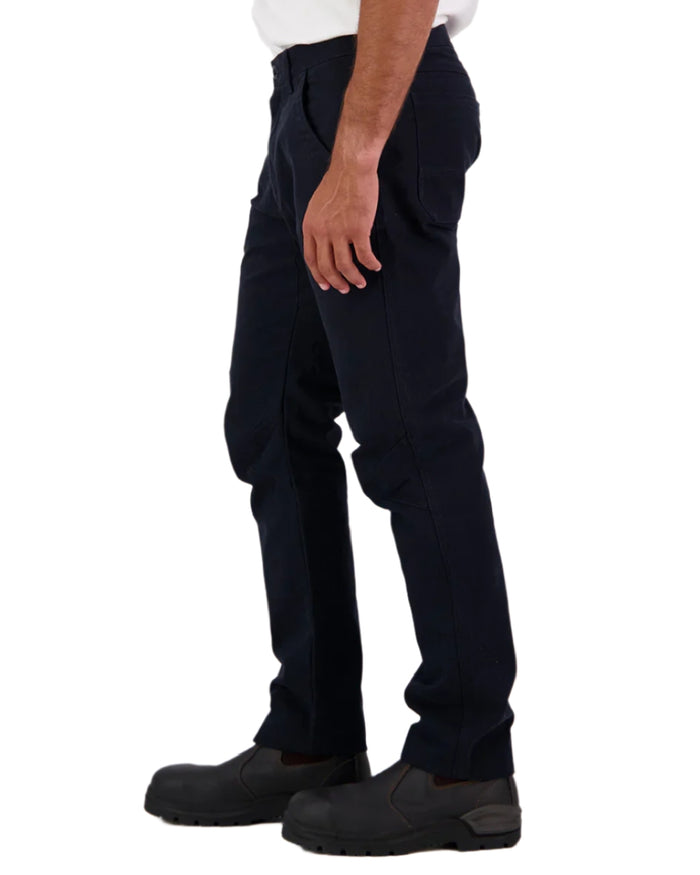 Navy Coloured Swanndri Mens Bedrock Canvas Work Pant on white  background #colour_navy