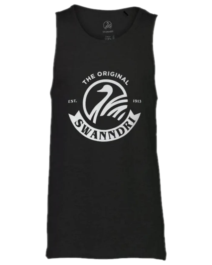 Black White Coloured Swanndri Mens Classic Singlet on white background #colour_black-white