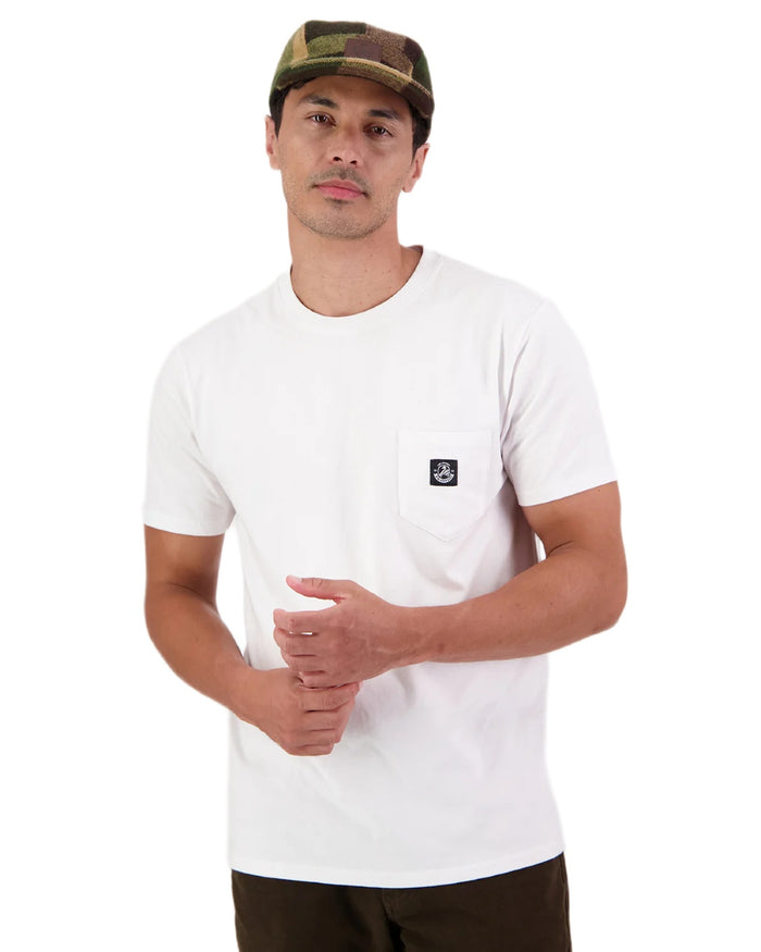 Crisp White coloured Swanndri Mens Duval V3 T-Shirt on white background #colour_crisp-white
