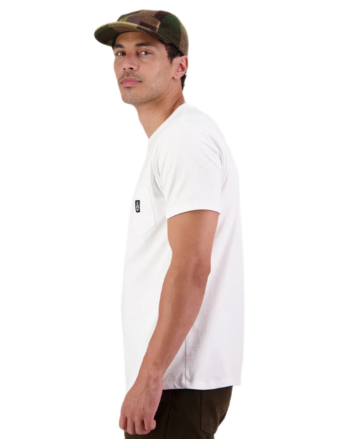 Crisp White coloured Swanndri Mens Duval V3 T-Shirt on white background #colour_crisp-white