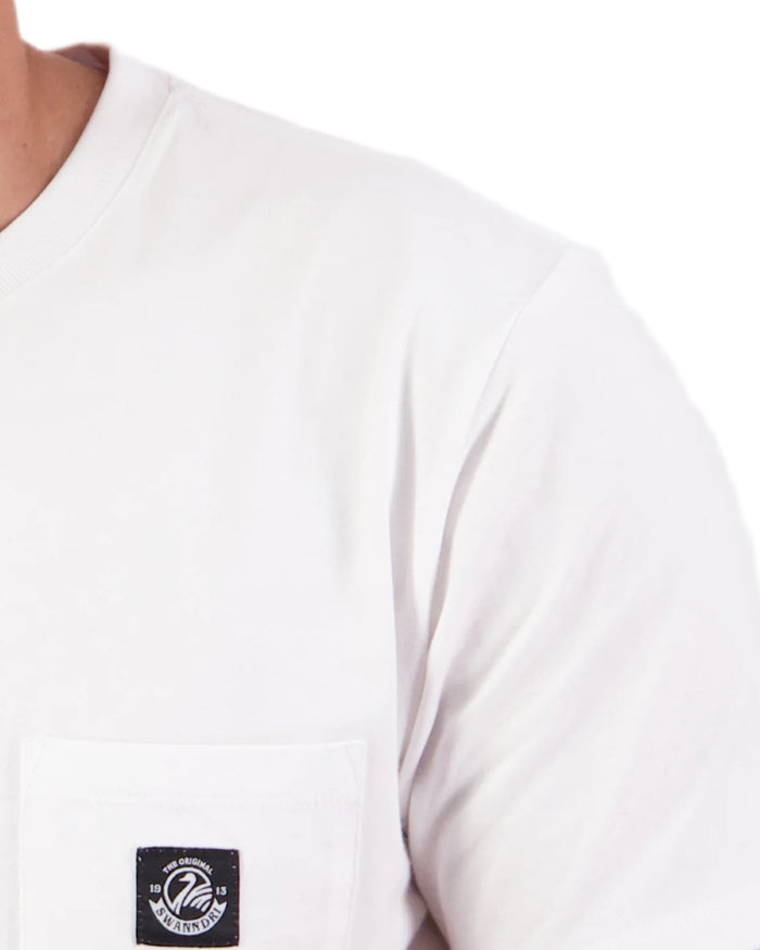 Crisp White coloured Swanndri Mens Duval V3 T-Shirt on white background #colour_crisp-white