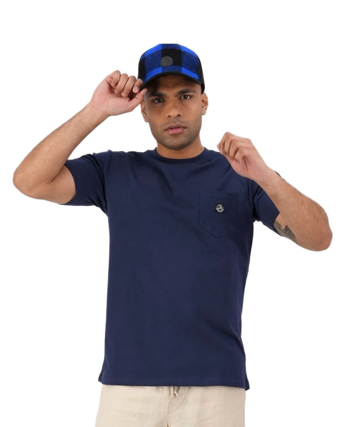 Navy coloured Swanndri Mens Duval V3 T-Shirt on white background #colour_navy