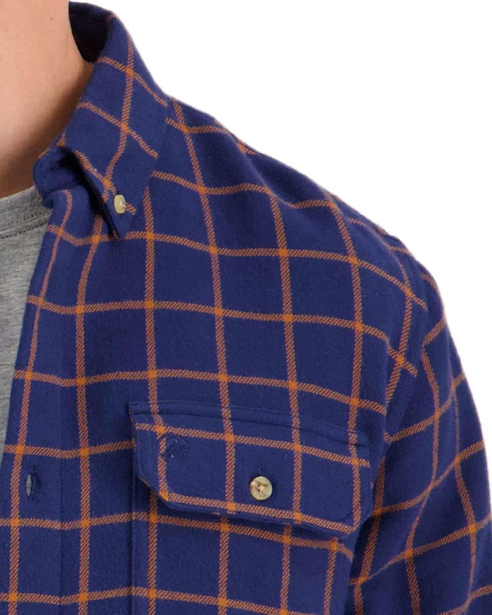 Tan Coloured Swanndri Mens Emerson St Long Sleeve Shirt on white background #colour_tan