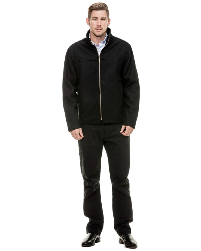 Black Coloured Swanndri Mens Falcon Wool Jacket on white background #colour_black