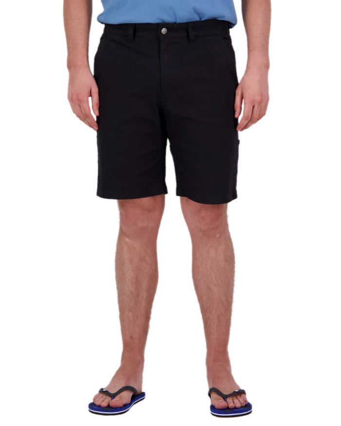 Black Coloured Swanndri Mens Glenbrook V3 Work Short on white background #colour_black