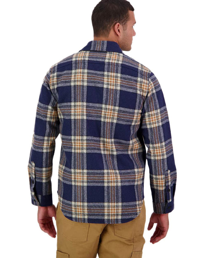 Atlantic Check Coloured Swanndri Mens Kiaraki V3 Wool Shacket on white background #colour_atlantic-check