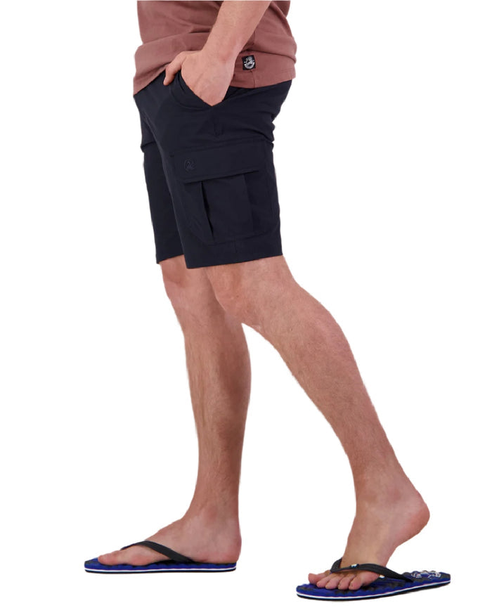 Navy Coloured Swanndri Mens Lawson Walk Shorts on white background #colour_navy