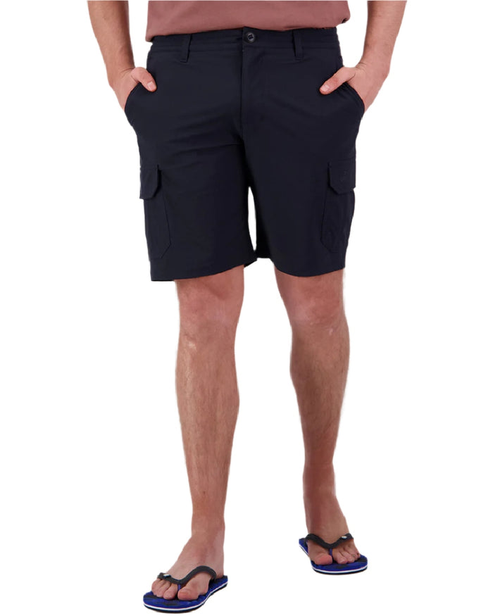 Navy Coloured Swanndri Mens Lawson Walk Shorts on white background #colour_navy