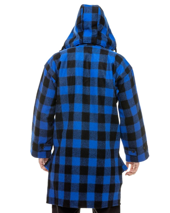 Blue Black Check Coloured Swanndri Mens Mosgiel Wool Bushshirt with Zip-up Front on white background #colour_blue-black-check